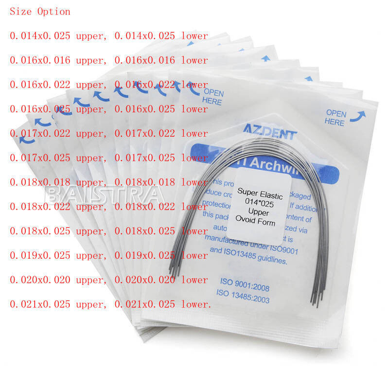 10PCS/PACK Dental Ortho Super Elastic Niti Arch Wires Rectangular Ovoid AZDENT