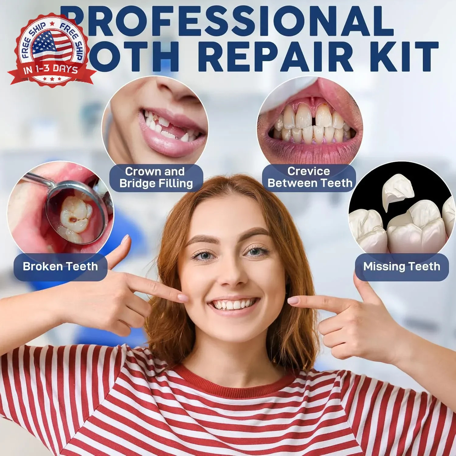 Zinc Oxide Eugenol Dental Cement Tooth Repair kit for Broken Teeth, Temporary Fi