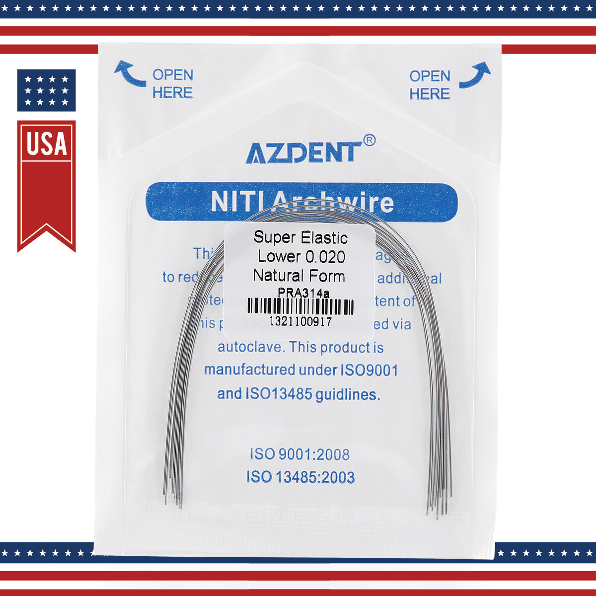 10PCS AZDENT Dental Orthodontic Super Elastic Niti Round Arch Wire Natural form