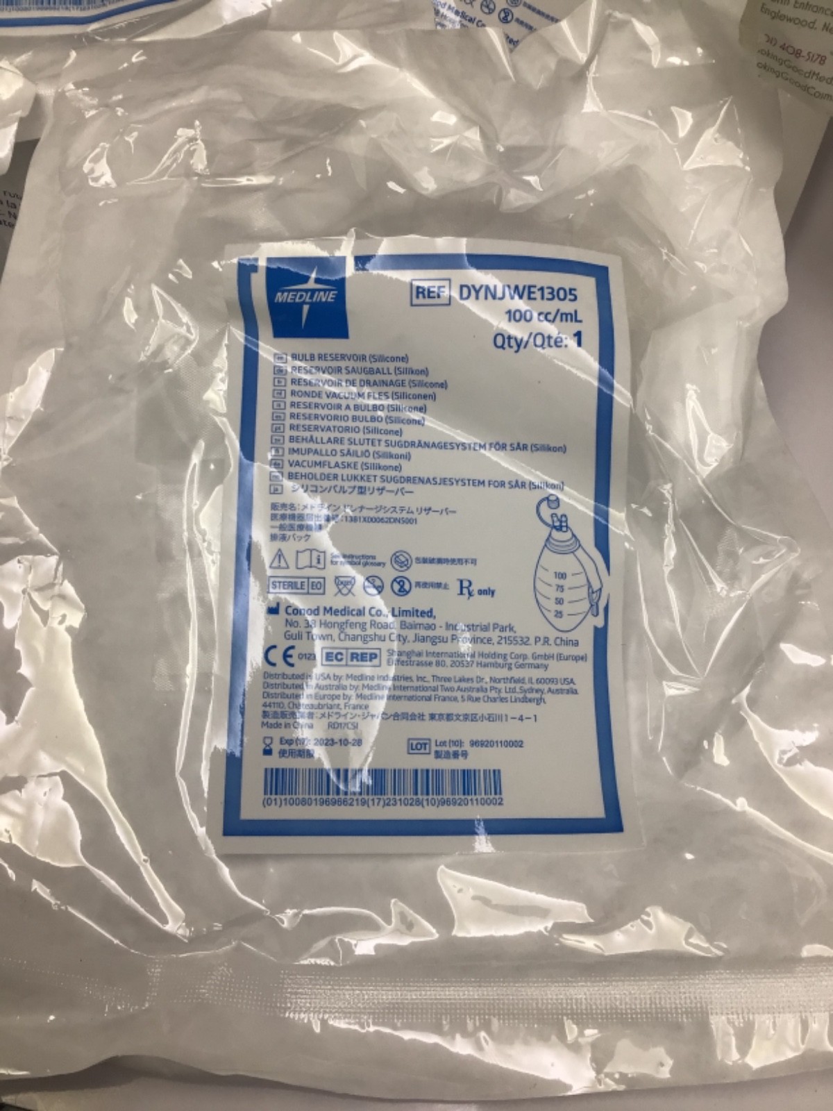Medline Silicone Bulb Evacuator for Closed Wound Drainage DYNJWE1305G 100 cc