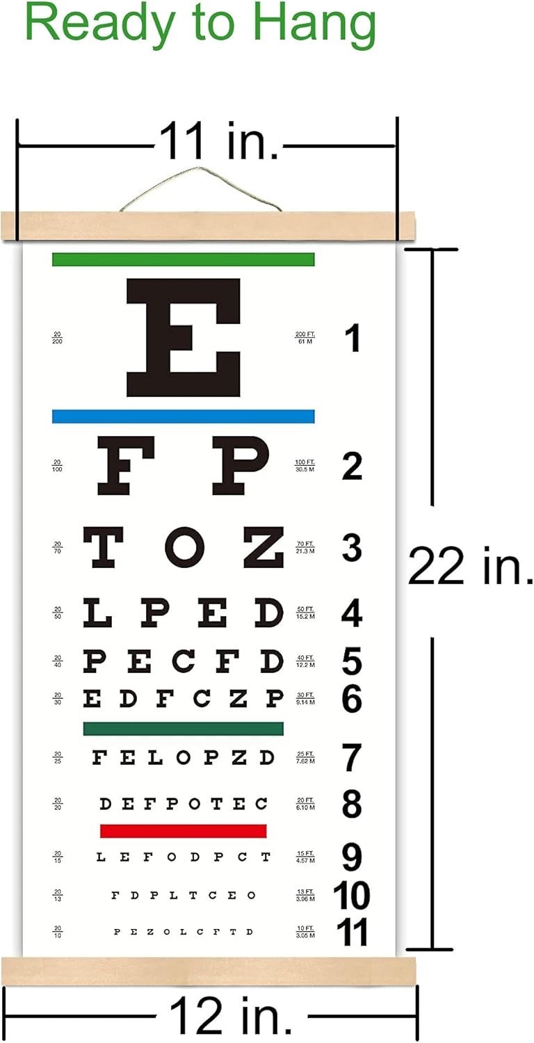 Professional Snellen Eye Chart Wall Decor – 20 Feet Distance