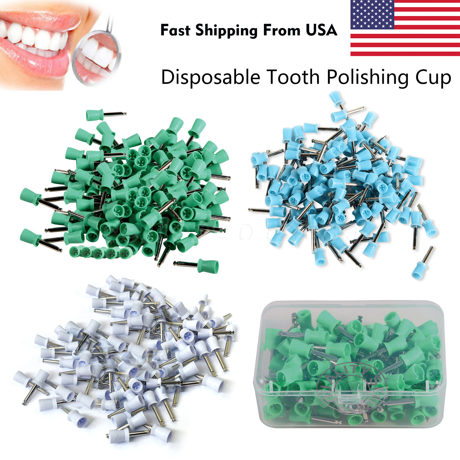 100pcs/Box Dental Prophy Tooth/Teeth Polishing Cups Brushes Latch Type Webbed