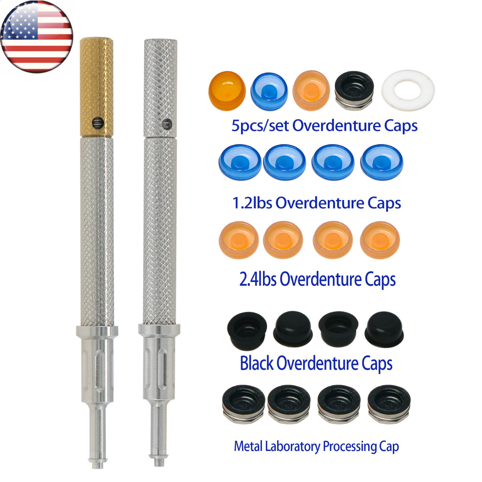 US Dental Attachment Locator Abutment for Nobel Biocare NP/RP 1-5mm Caps Kit
