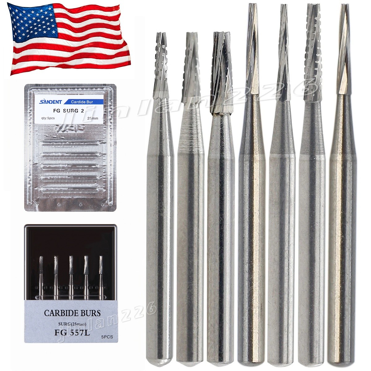 Dental Surgical Carbide Burs High Speed FG SURG 2 3 4 5 Long Shank 25mm