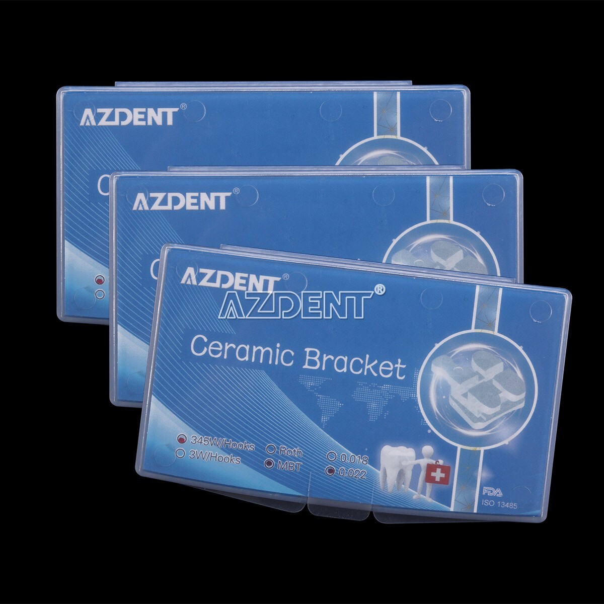 AZDENT Dental Ceramic Brackets Orthodontic Braces Roth.022 345 Hooks 20pcs /kit