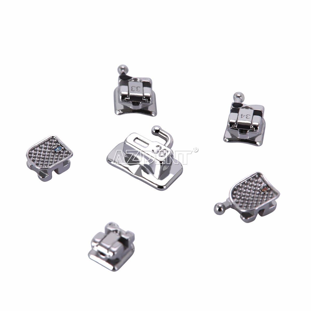 AZDENT Dental Orthodontic Brackets+Buccal Tubes Self Ligating MBT 0.022 345 Hook