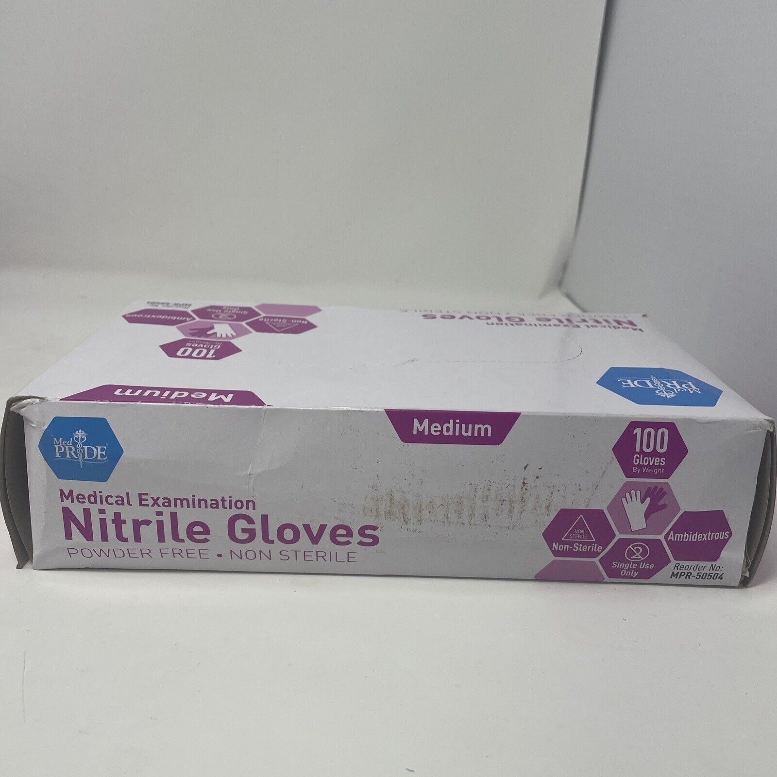 Medpride Medical Examination Nitrile Gloves-Medium-Box of 100 Gloves, Blue
