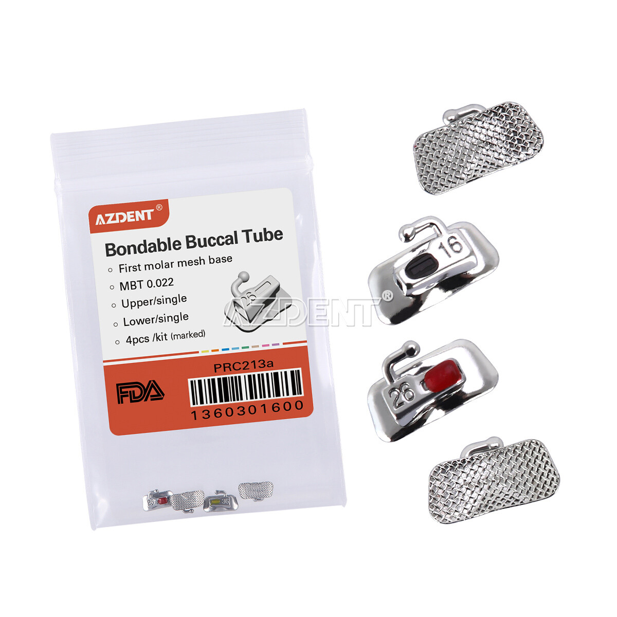 AZDENT Dental 1st Molar MBT 0.022 Buccal Tubes Bondable Non-Convertible U/1 L/1