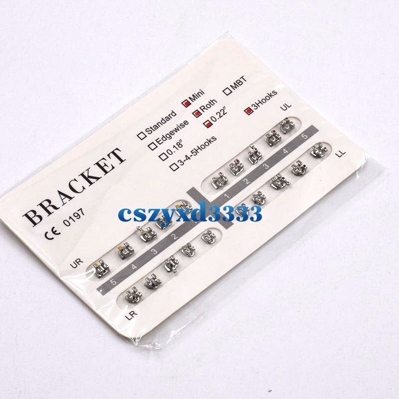 Dental Orthodontic Brackets Brace Roth/MBT/Edgewise 018/022 NO. 3/345 Hooks