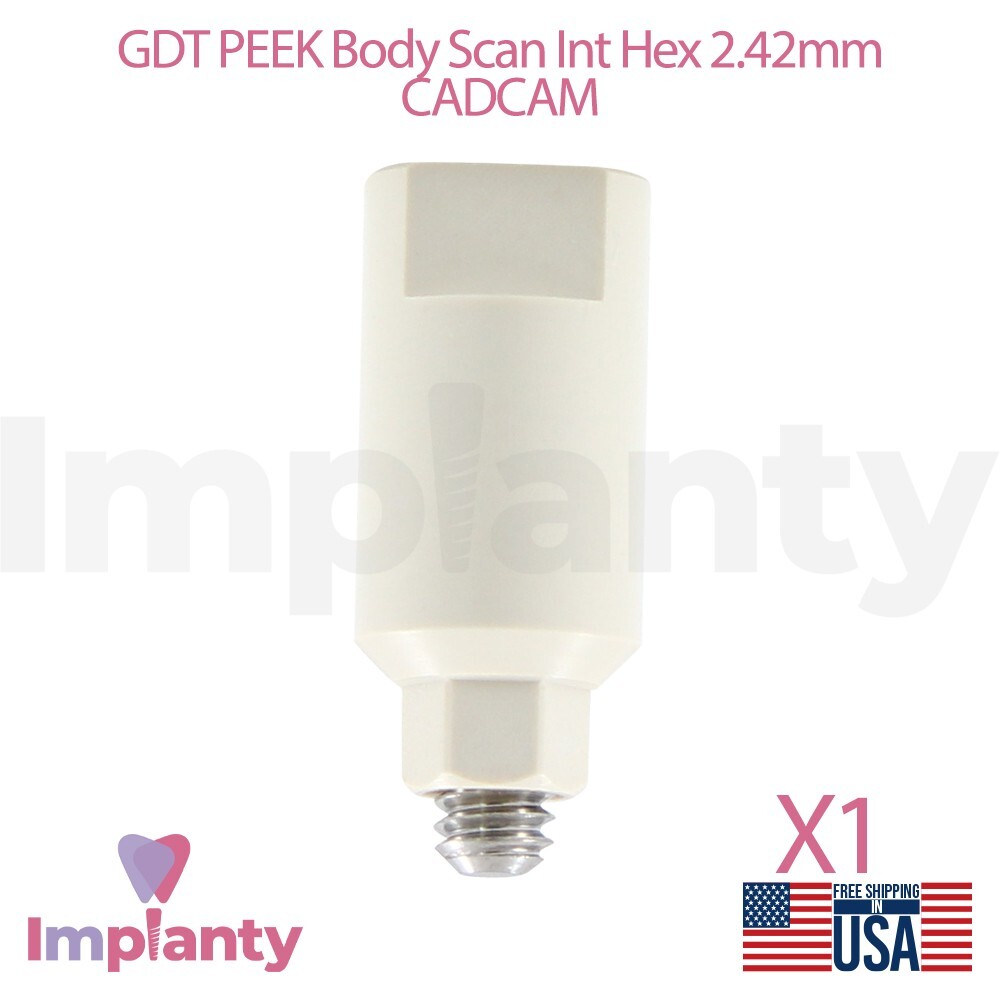 1x GDT PEEK Body Scan 7mm CAD/CAM Int Hex 2.42mm System Dental Prosthetic Lab