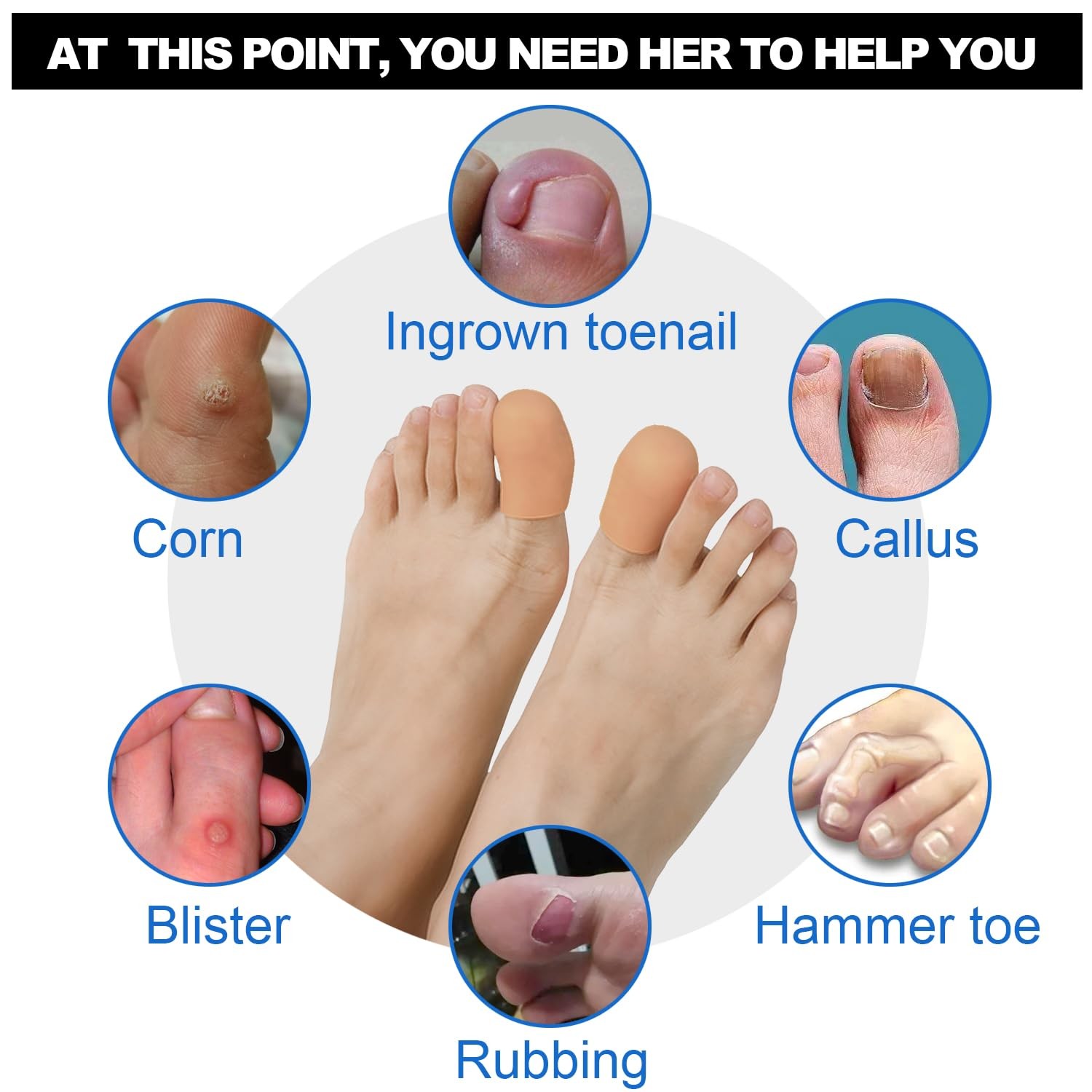8 Pack Silicone Big Toe Protectors Women & Men (Toe Caps Beige-8 Pcs（large）