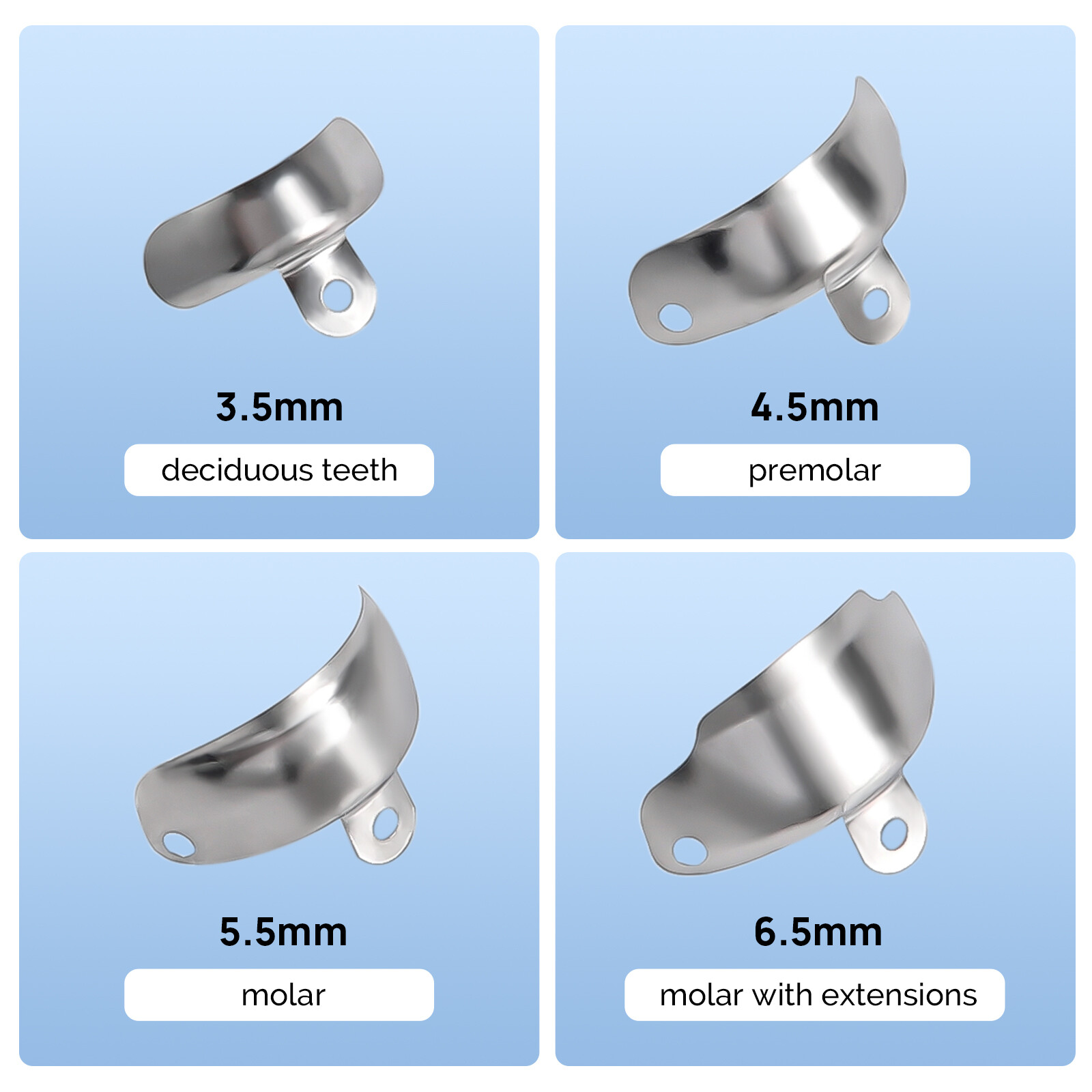 JMU Dental Matrix Bands Ring Sectional Matrice Clamp 3.5-6.5mm 50pcs/box