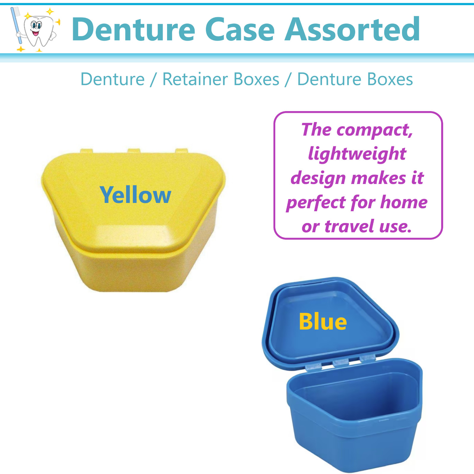 Denture Retainer Cases Dental Teeth Guard Holder, Travel Cleaning Container