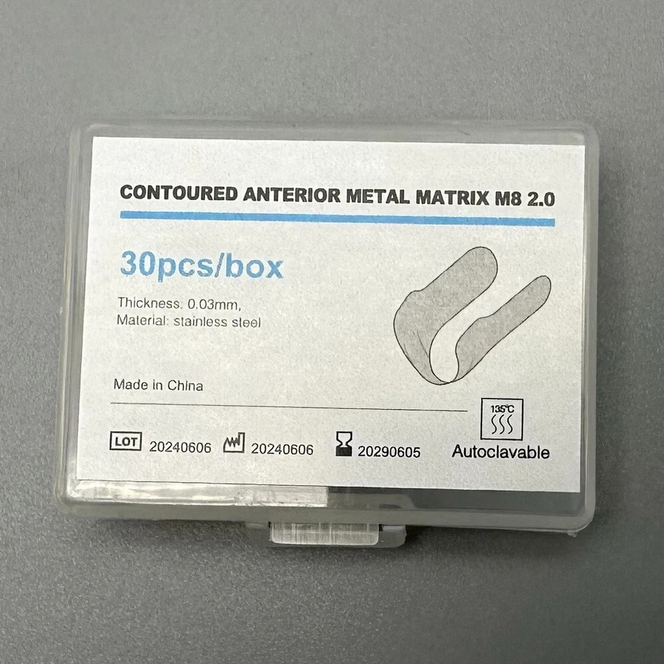 30Pcs Dental Anterior Matrix Bands Sectional Contoured Twin Matrices Metal Strip