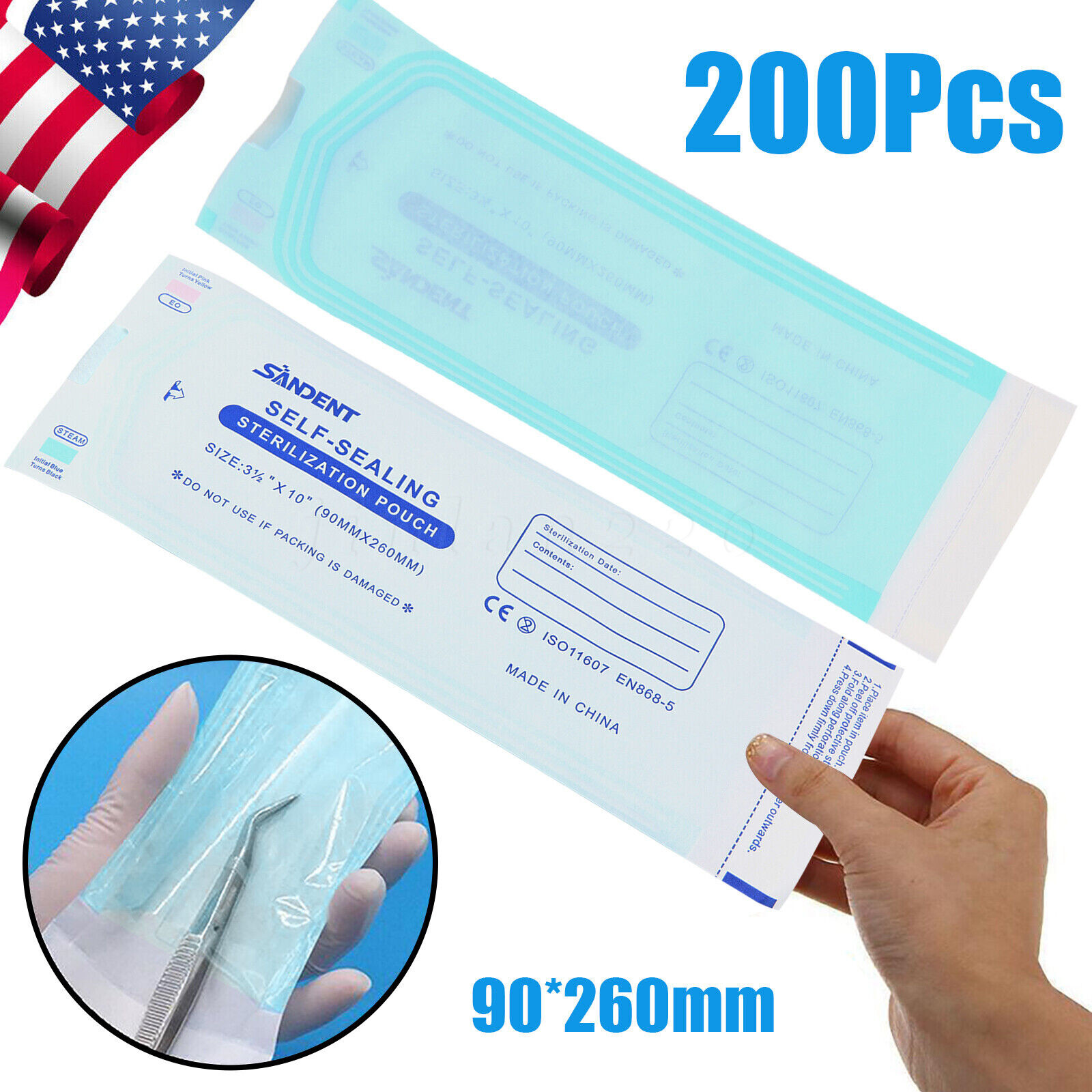 Self Sterilization Pouches Autoclave Sterilizer Bags Dental Medical Tattoo Nail