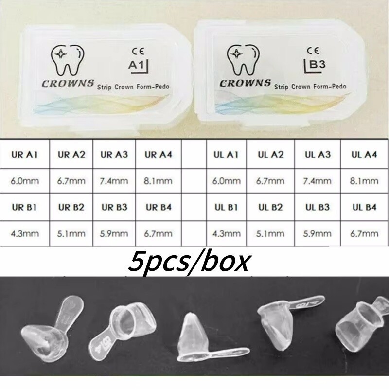 5 Pcs/Box Dental Resin Primary Kids Strip Crown Form-Pedo Kids Anterior Crowns