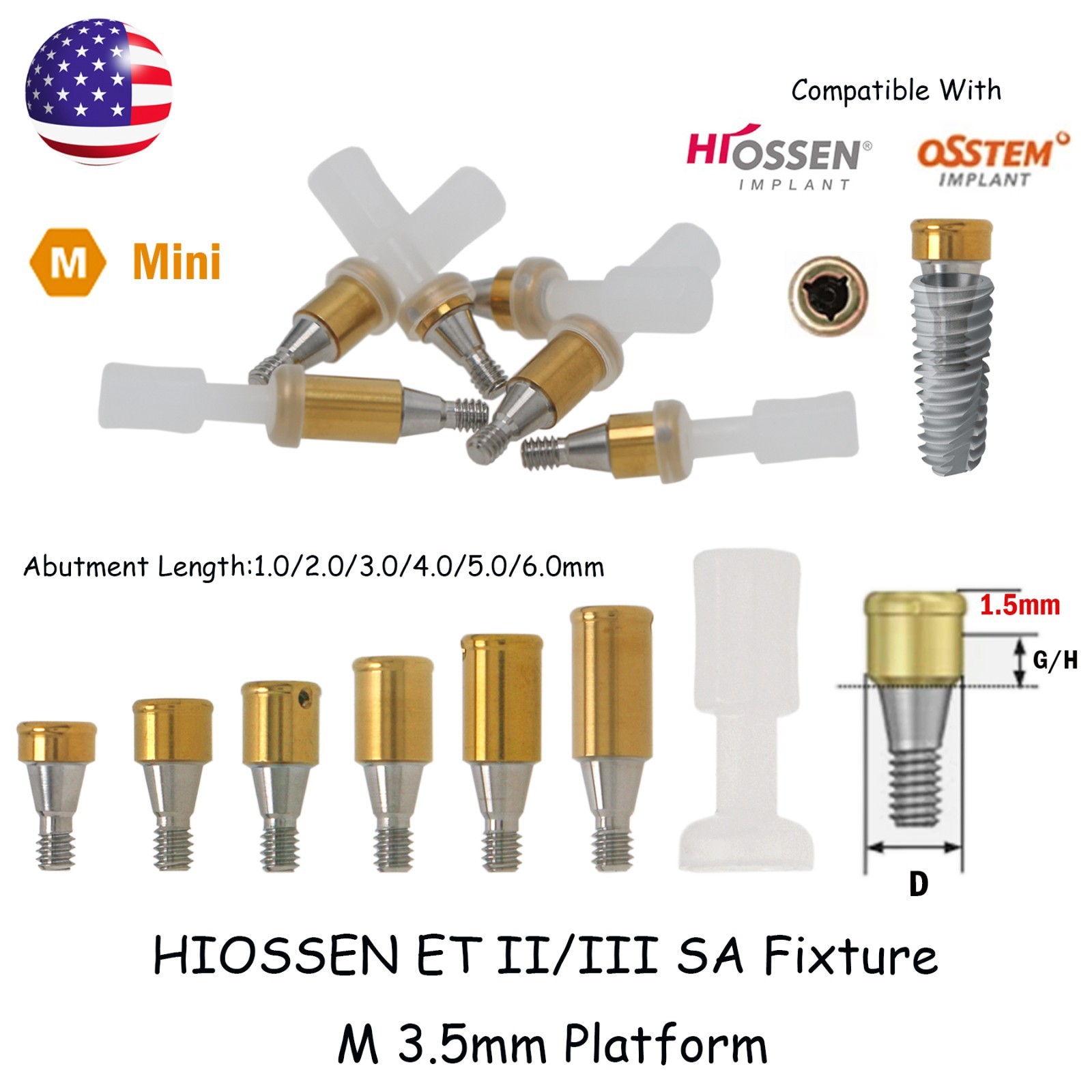US Osstem HIOSSEN ET Mini Locator Overdenture Abutment Locator Male Caps Tool