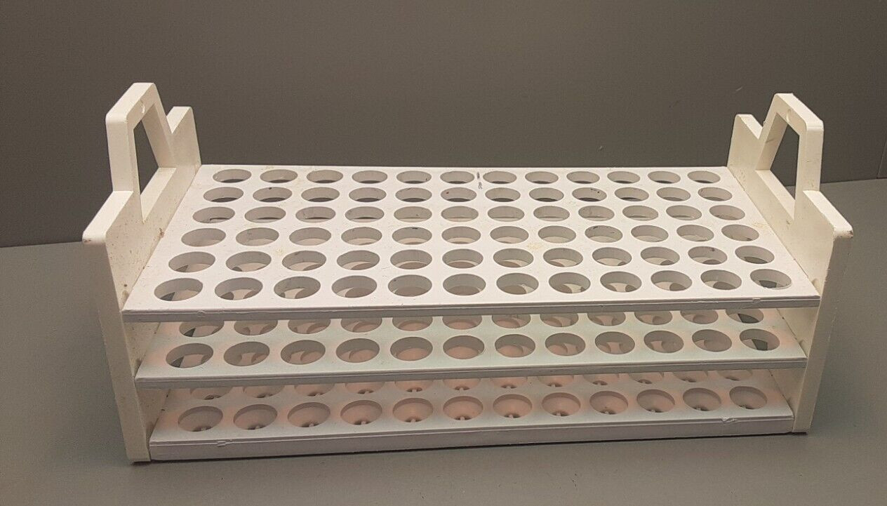 Polypropylene 72 /1/2″ round hole/3tier/1-12#row/white/used/ test tube holder