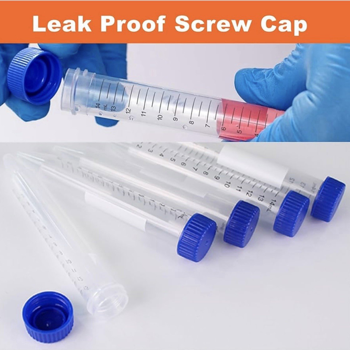 15 mL Conical Centrifuge Tubes / Graduated Blue Cap – 25 Pack