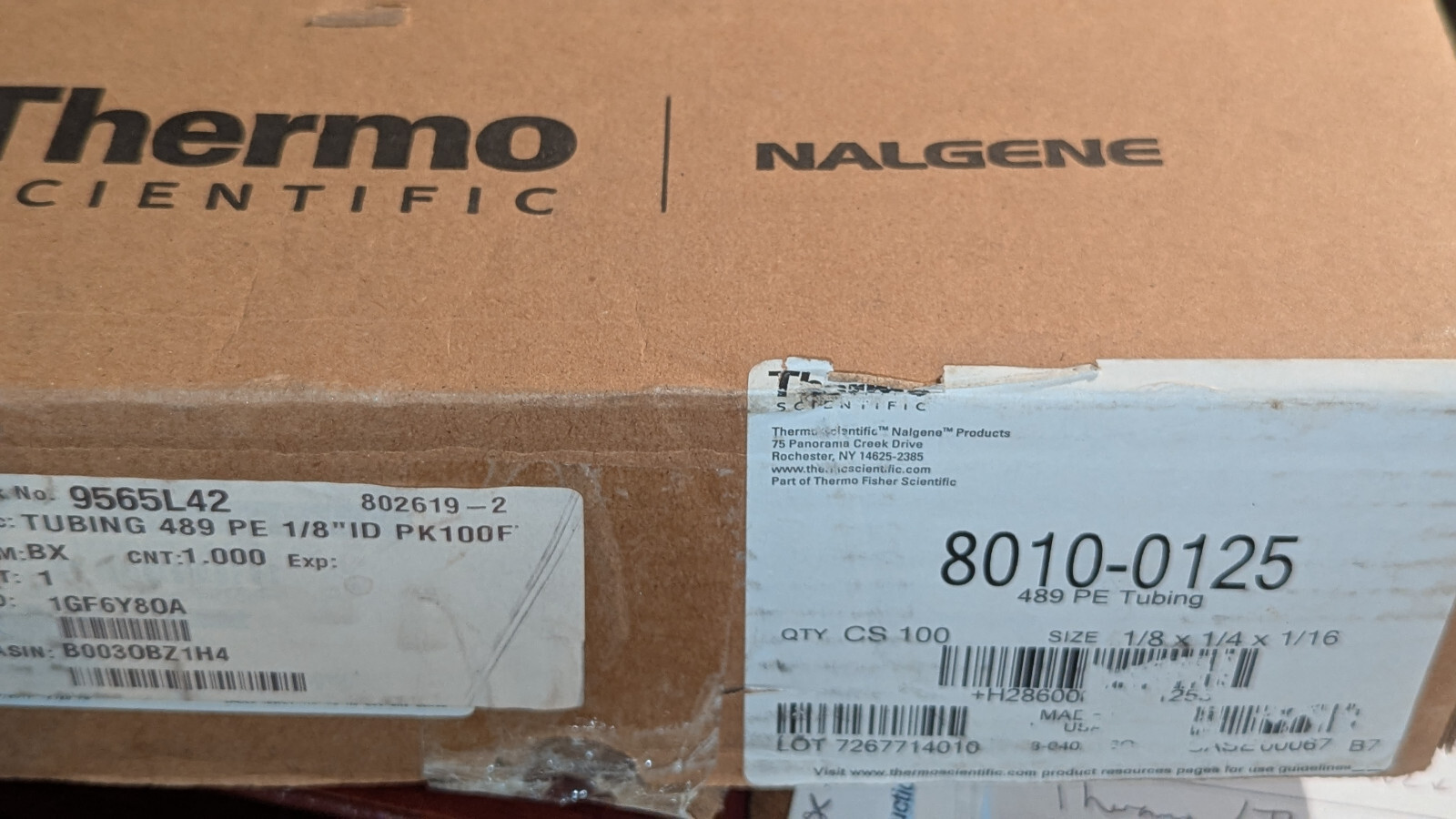 NIB 100′ Nalgene™ 489 Linear LDPE Tubing ThermoFisher 8010-0125 1/8×1/4×1/16″