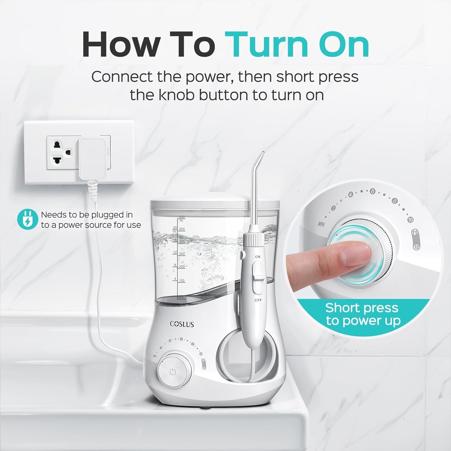 E1 Electric Water Flosser 12 Pressure Settings Dental Oral Irrigator with 5 Tips