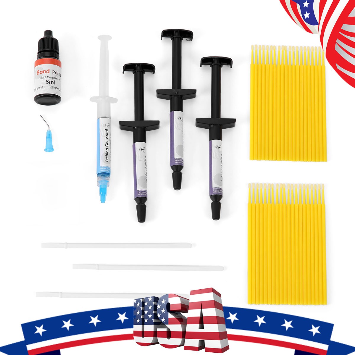 Dental Orthodontic Bracket Braces Glue Bonding System Light Curing Adhesive Kit
