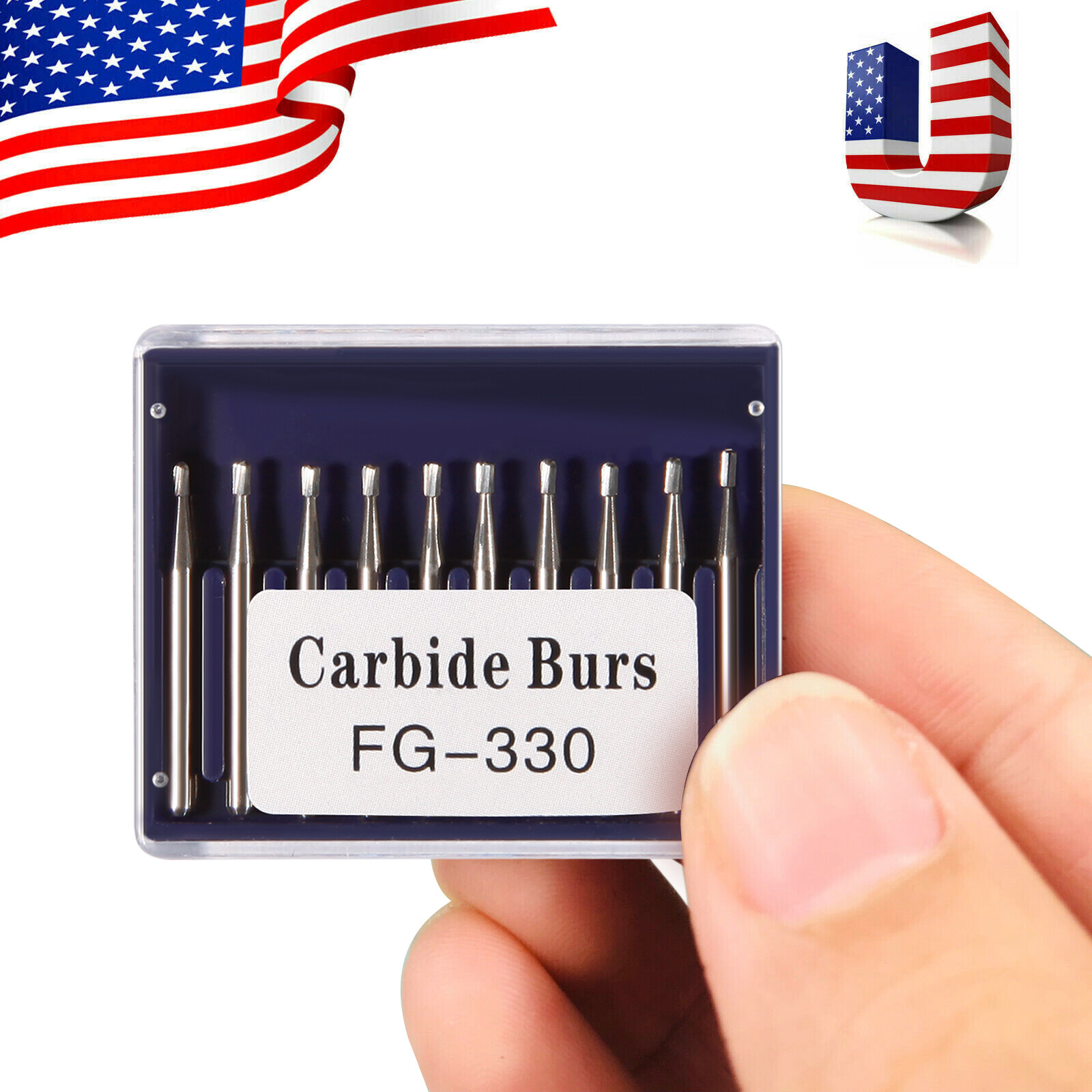 10pcs Dental Tungsten Carbide Pear-Shaped Burs for High Speed Handpiece FG330