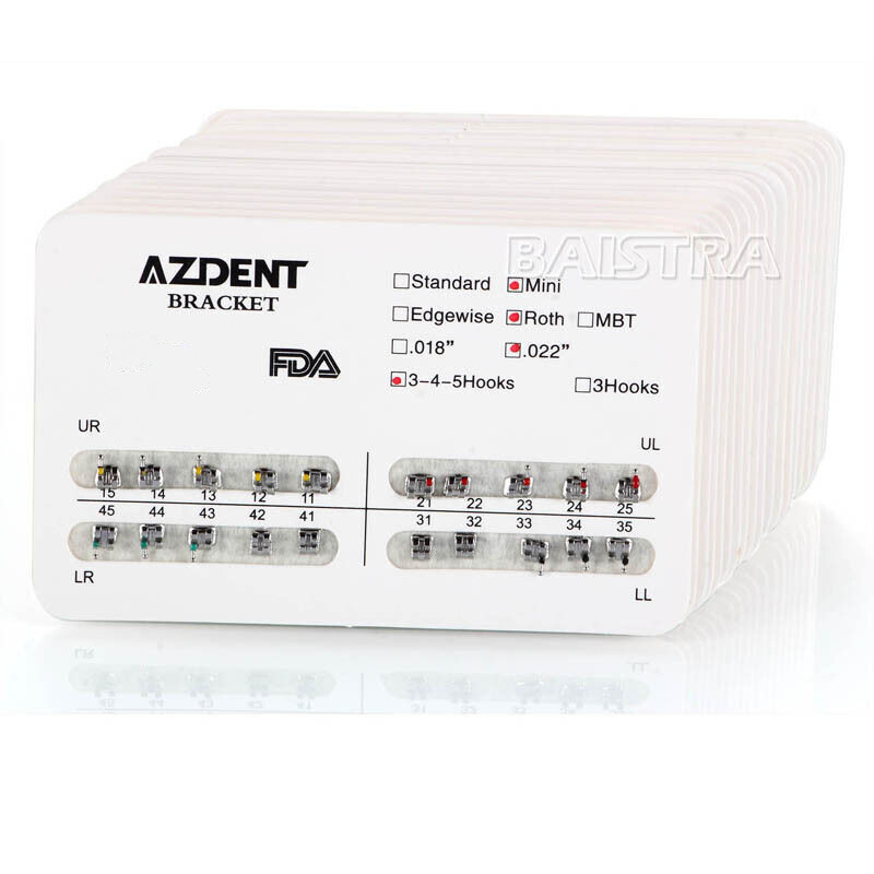 AZDENT Dental Orthodontic Brackets Brace Mini Standard Edgewise Roth MBT 018 022