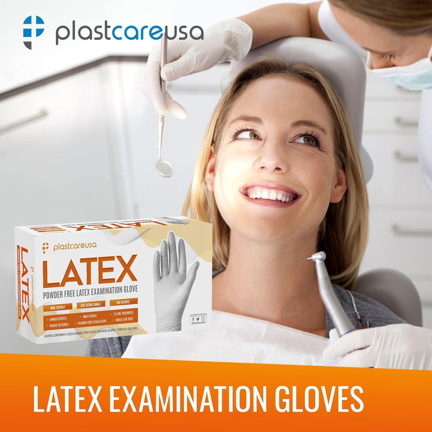 Ambidextrous Powder-Free Latex Exam Gloves: 100/1000 Count with Textured Grip