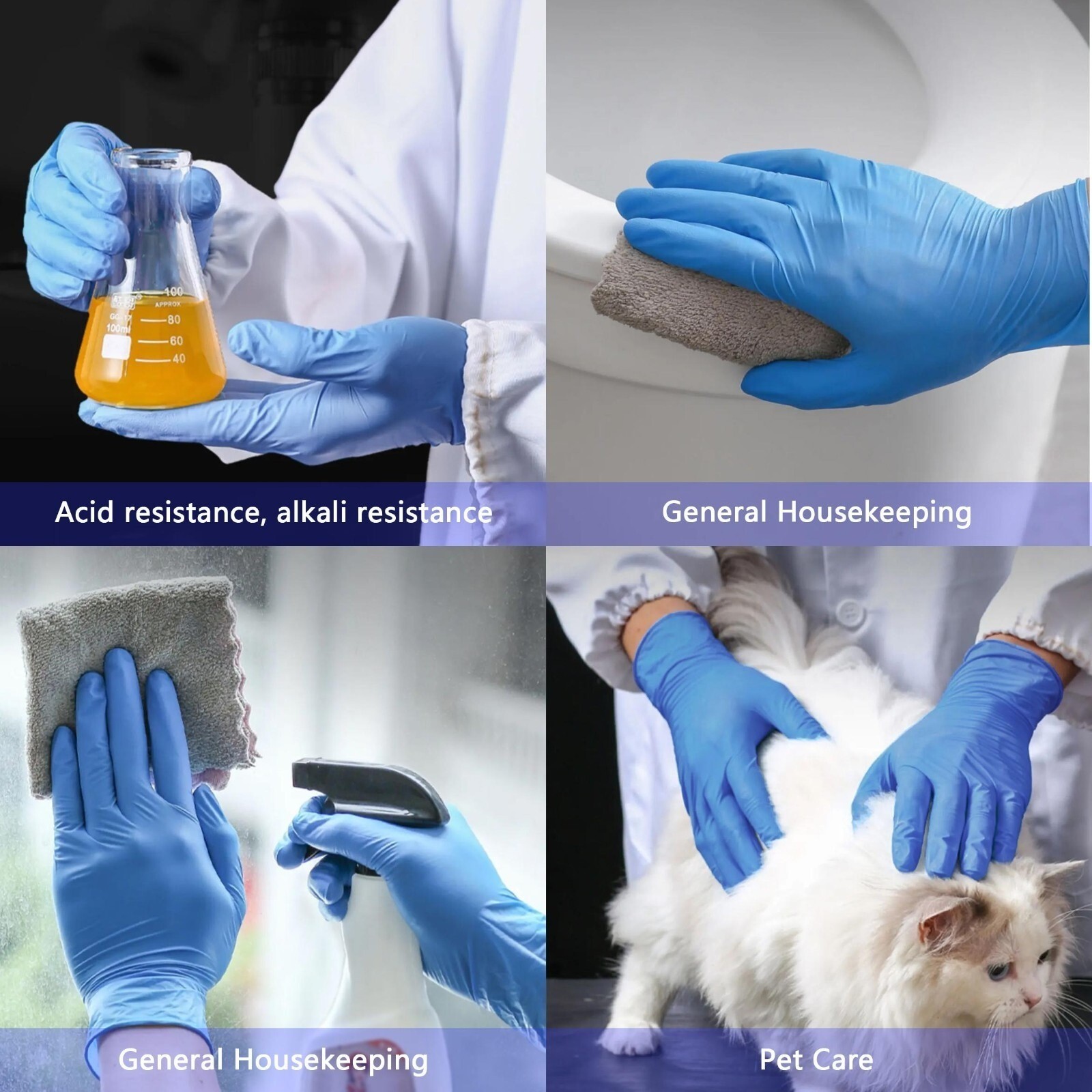 GP Craft Blue Nitrile Gloves Food Safe Latex-Free Disposable 100 Count