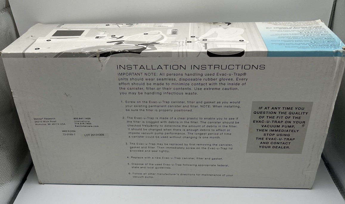 Pinnacle Evac U Trap 2300 Central Vacuum Filters 8 Pack Kerr TotalCare- READ