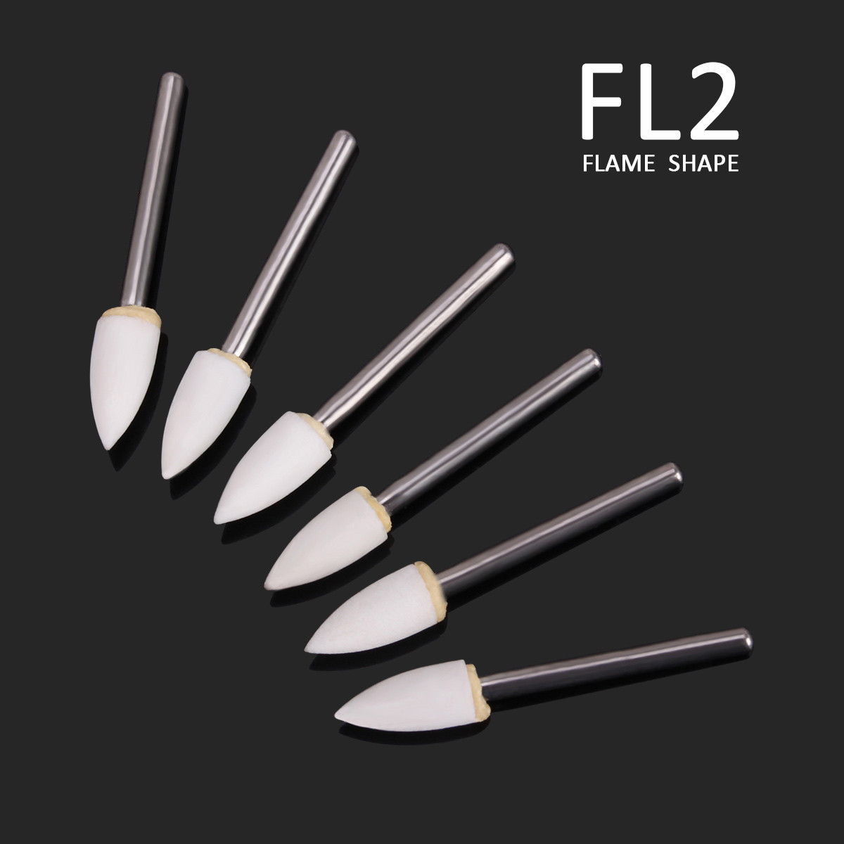 Dental White Stone Porcelain Resin Handpiece Polishing Burs FG Cone /Flame/Round