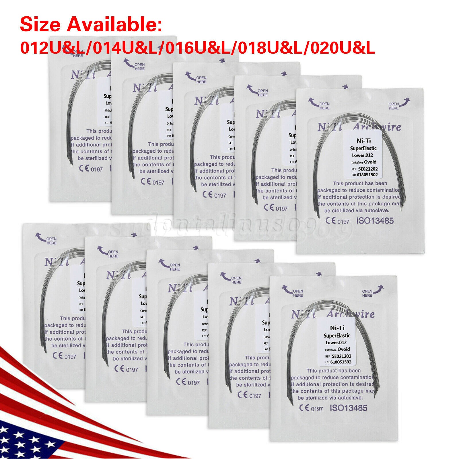 USA Dental Ortho Super Elastic Niti Round Arch Wire Ovoid 012-020upper/lower DL