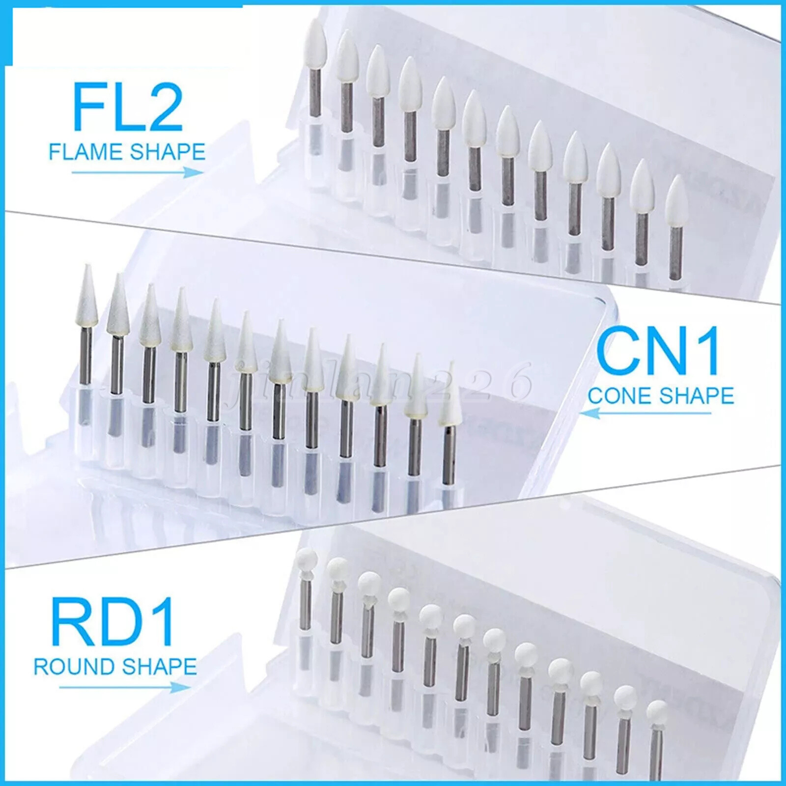 12Pcs Dental Green Stone Polishing FG Burs Kit Aluminum Oxide For High Speed