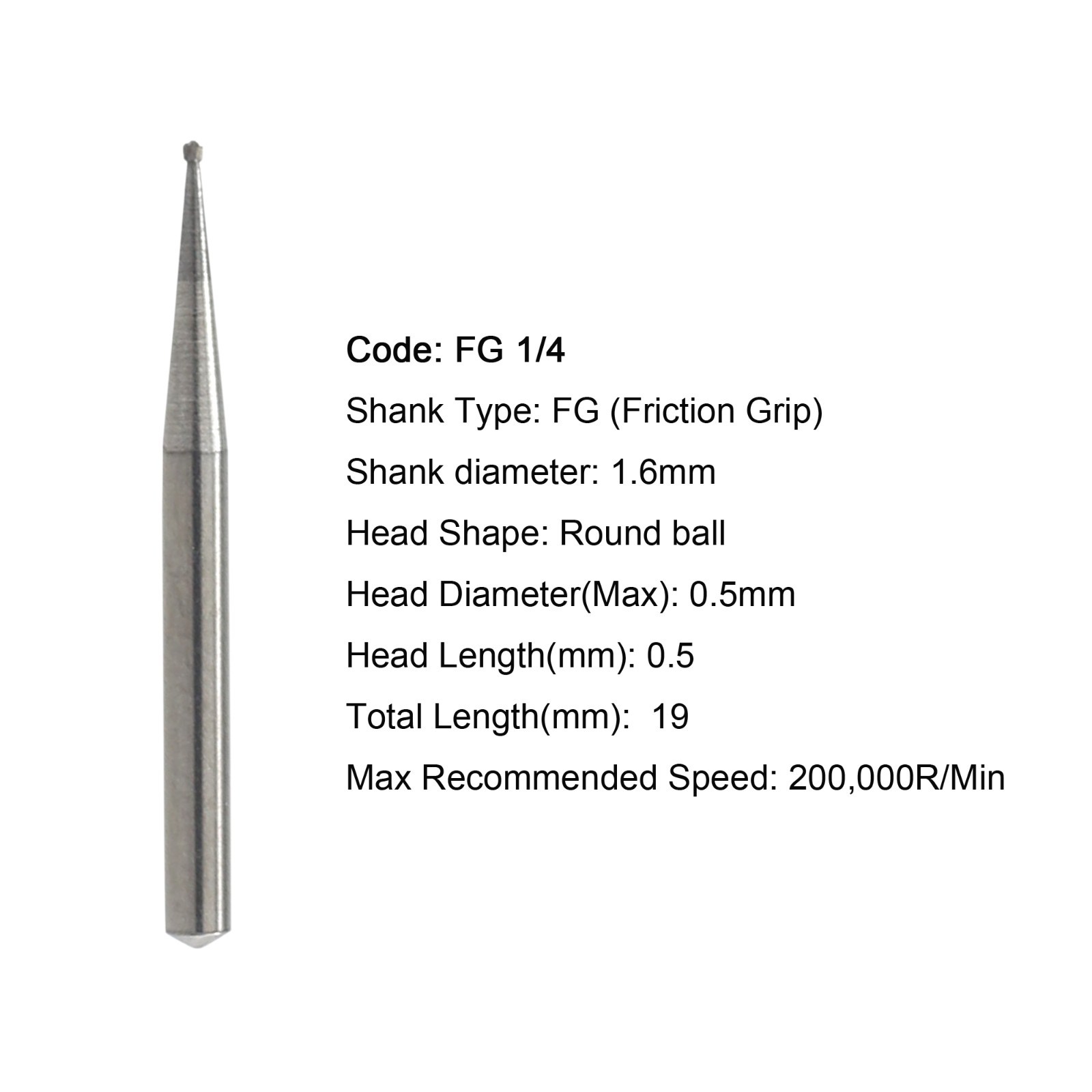 50pcs Dental Carbide Burs Round Friction Grip High Speed FG 245 330 2 4 6 8 557
