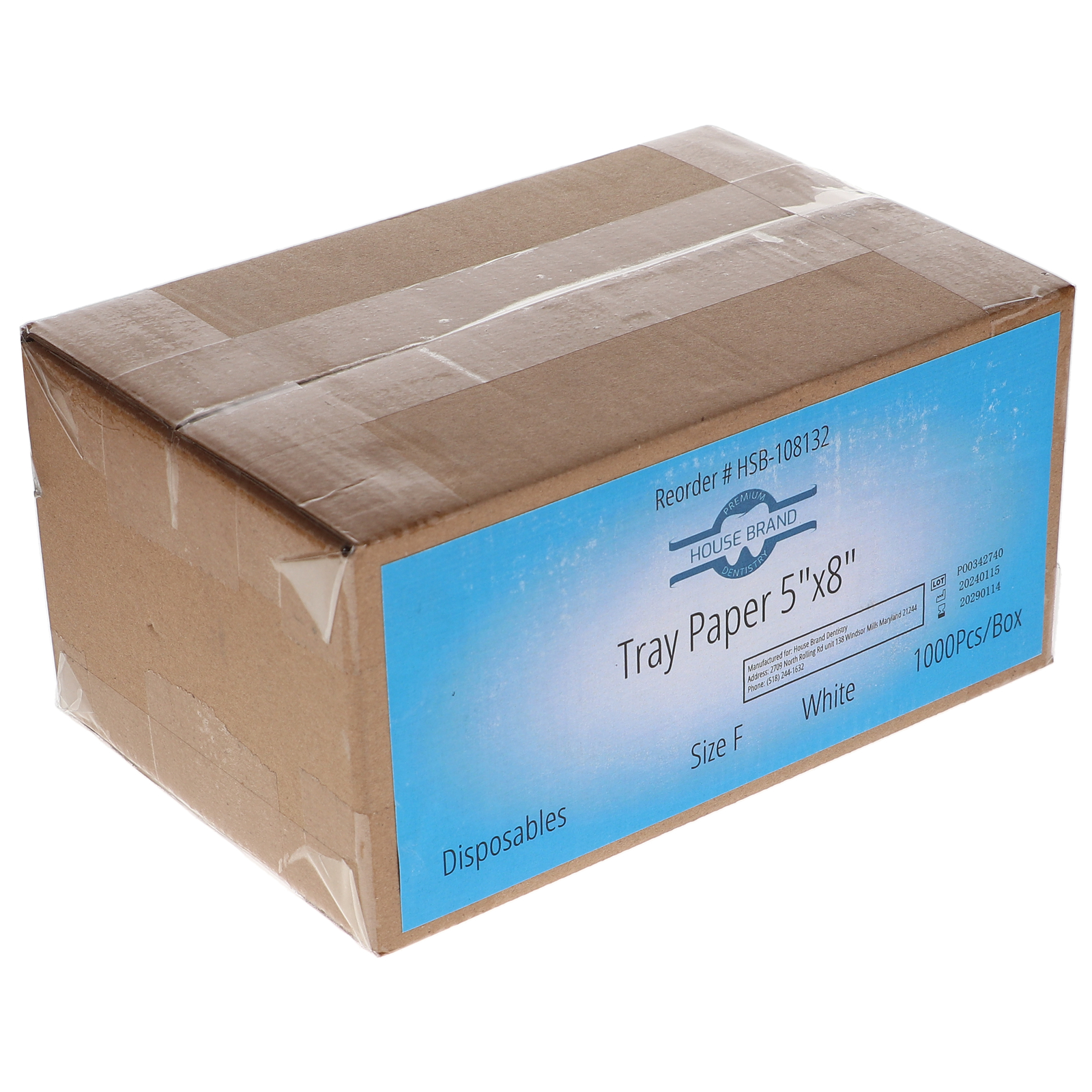 House Brand Dentistry 108132 HSB Dental Tray Paper Covers #F 5″X8″ White 1000/Pk