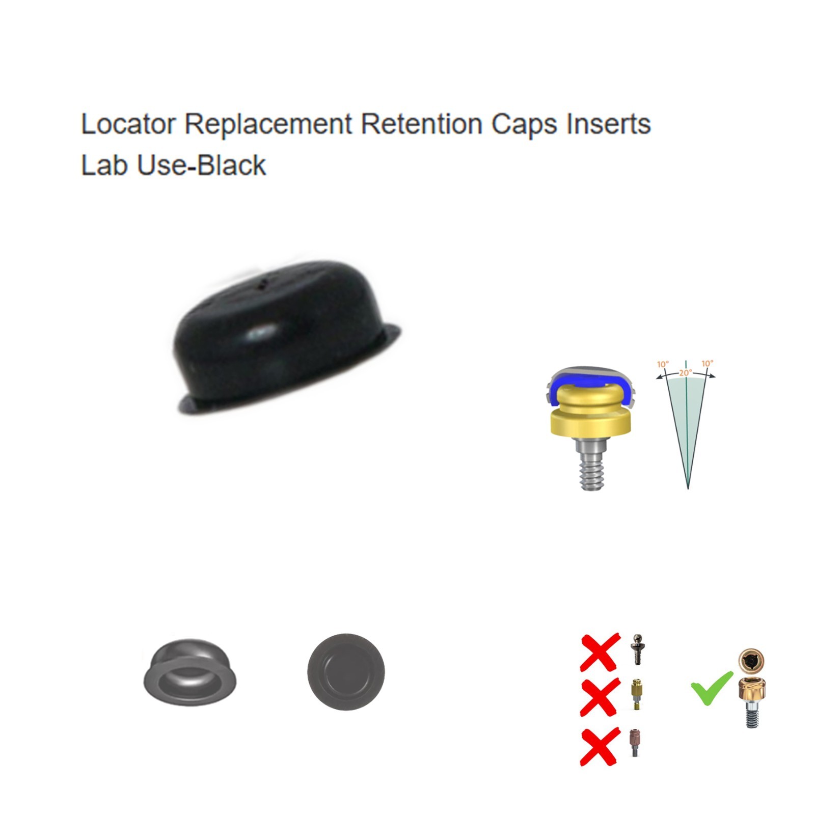 Overdenture Abutment Male Cap Inserts locator Tool for NEODENT GRAND MORSE GM