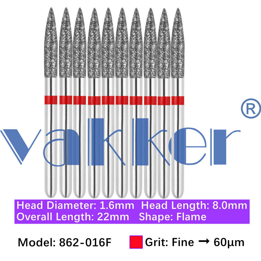 10pc Dental Diamond Burs for HighSpeed Handpiece Medium Super Fine Friction Grip