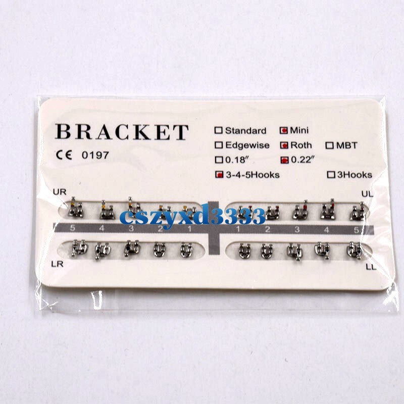 Dental Orthodontic Brackets Brace Roth/MBT/Edgewise 018/022 NO. 3/345 Hooks