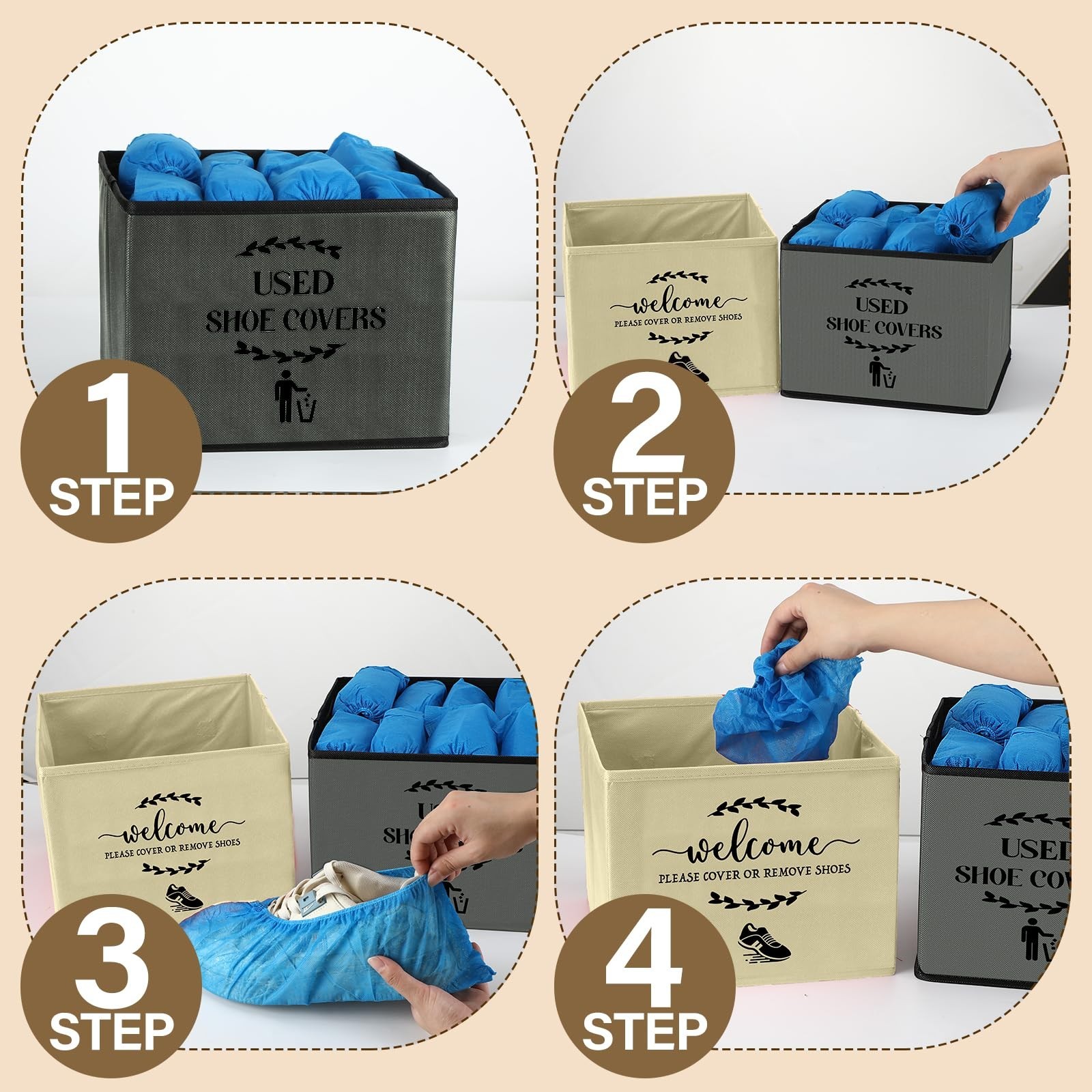 200 Pcs Disposable Shoe Covers with Storage Box – Foldable Booties for Indoor Us