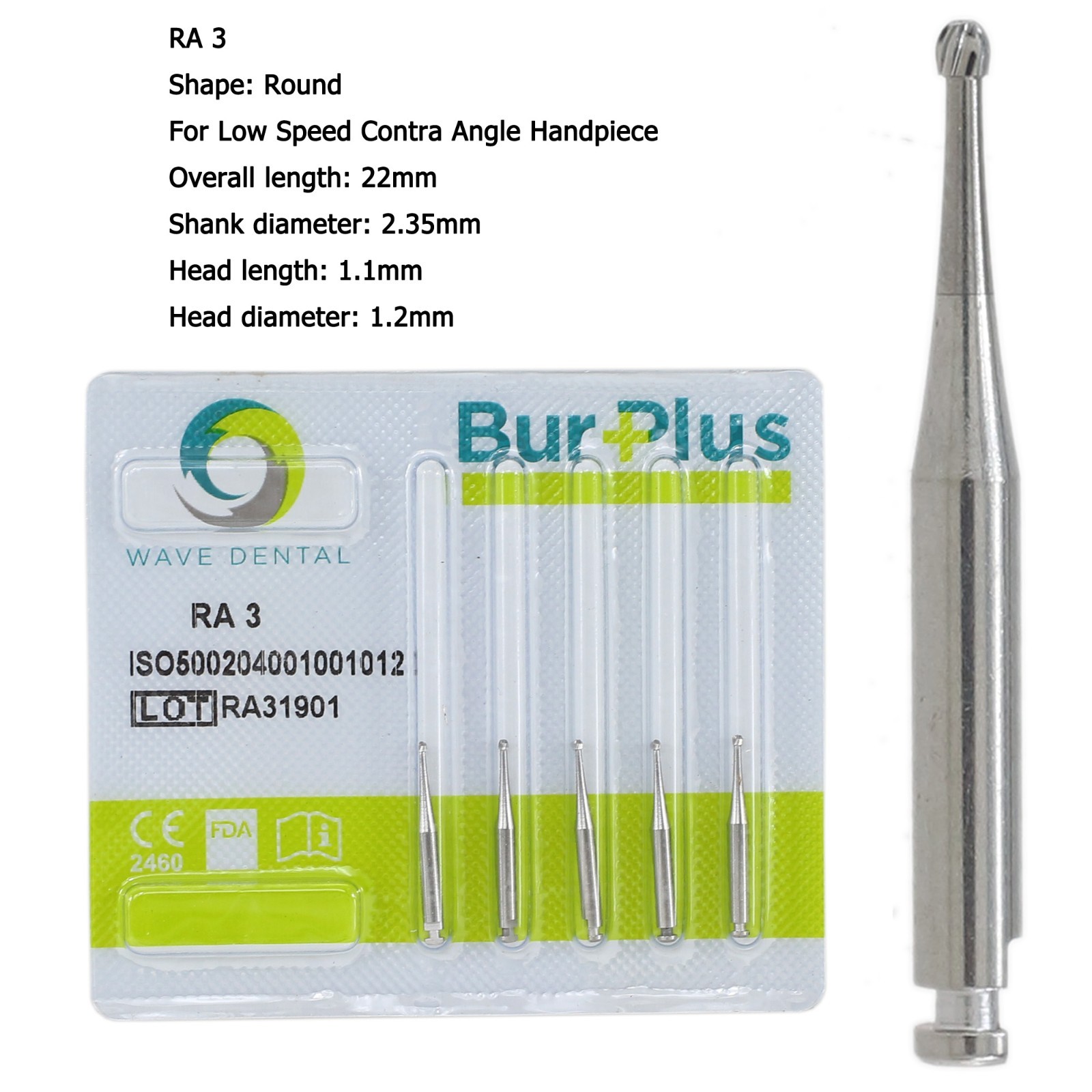 Wave Dental Carbide Round Latch Burs Surgical Burs RA Slow Speed Long 26mm 22mm