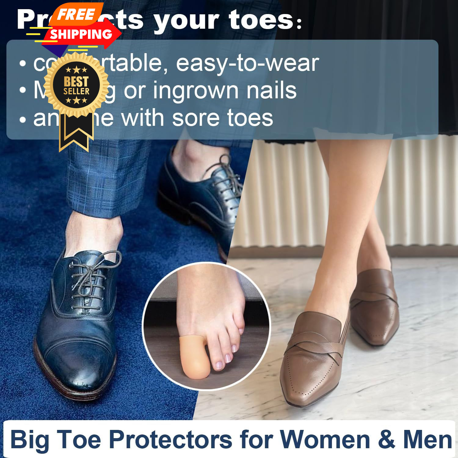 8 Pack Silicone Big Toe Protectors Women & Men (Toe Caps Beige-8 Pcs（large）