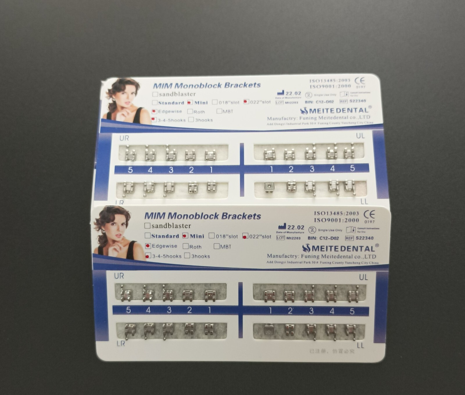 50* Dental Orthodontics MIM Monoblock Brackets Mini Edgewise 022 345 h Mesh Base