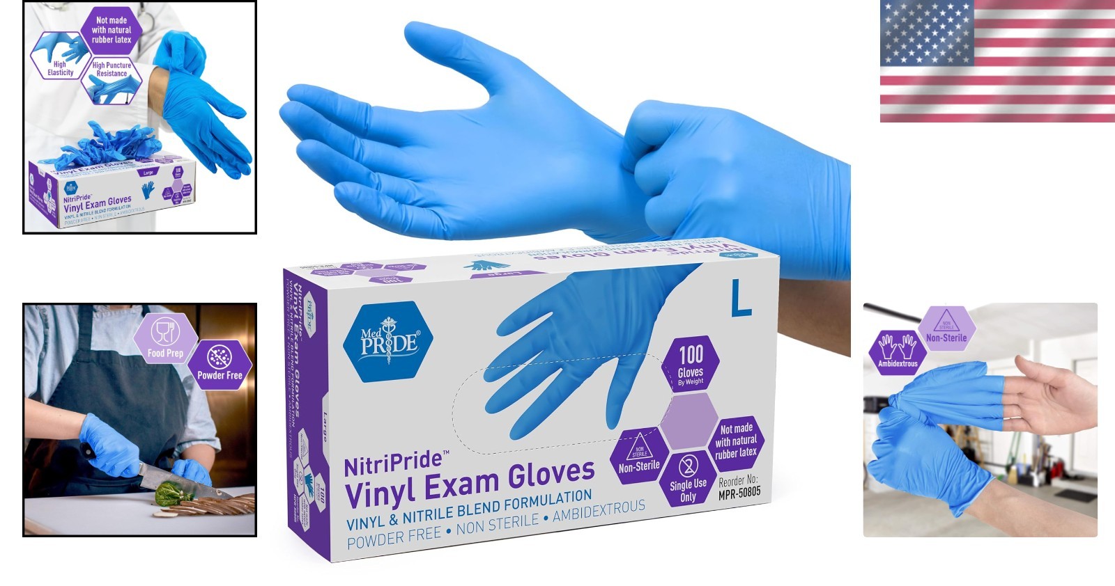Disposable Blue Nitrile/Vinyl Gloves – Comfort Fit for Medical & Everyday Use