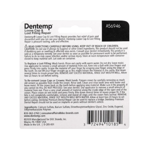 5 Pack Dentemp O.S. One Step Caps And Fillings Repair 12+ Repairs 2.2 Grams Each