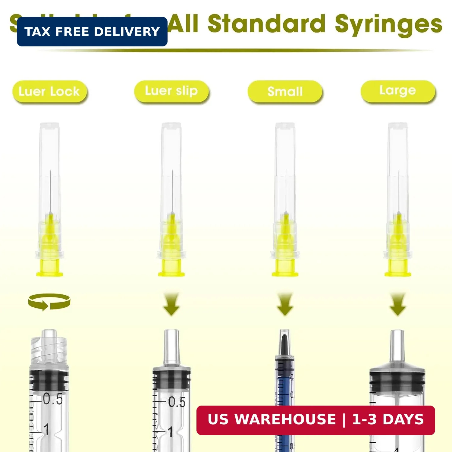 30 Gauge 1/2 Inch Disposable Needles with Caps – Luer Lock Lab Dispensing Access
