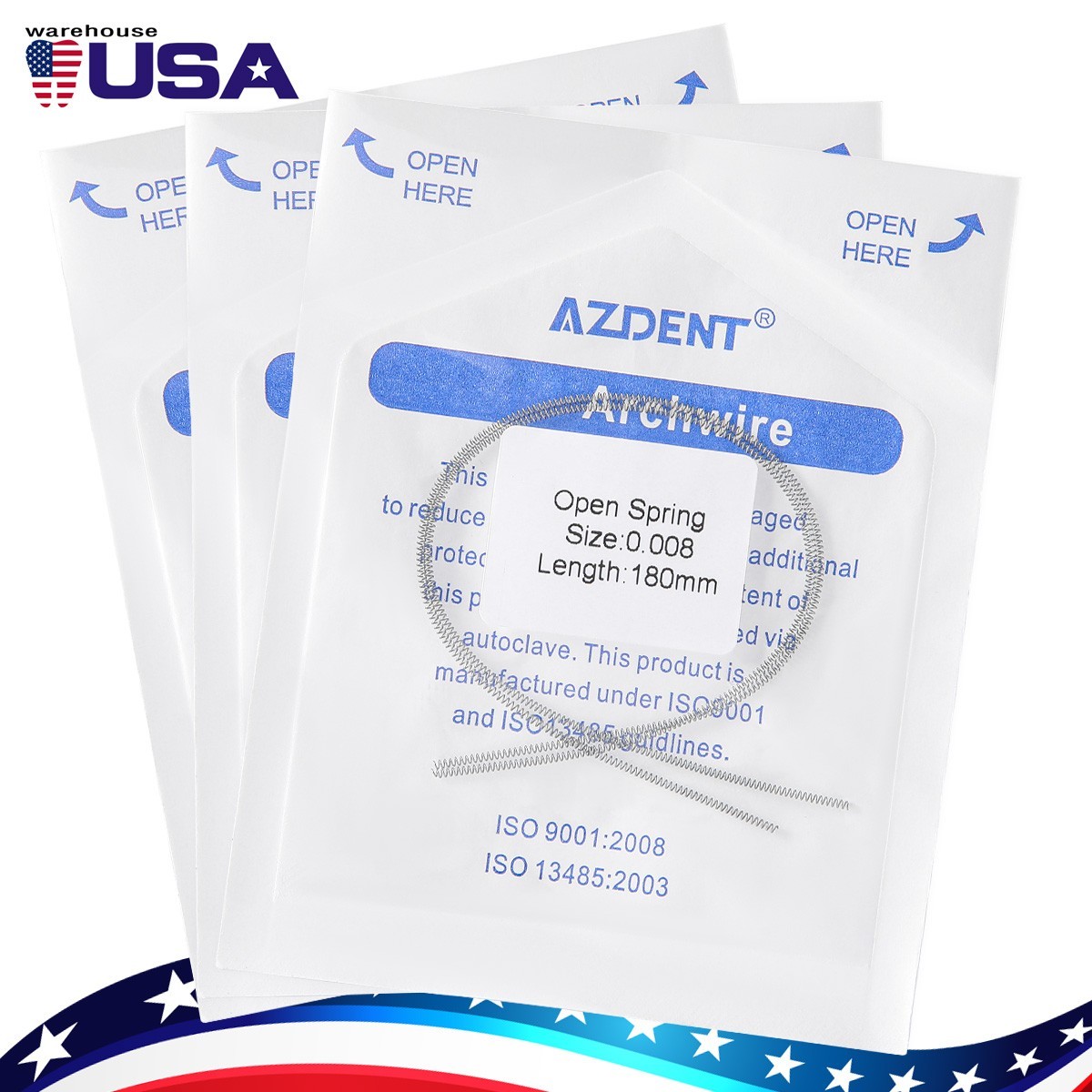 AZDENT 1 Bag Dental Orthodontic Niti Open Coil Spring Niti Alloy 0.008″-0.014″