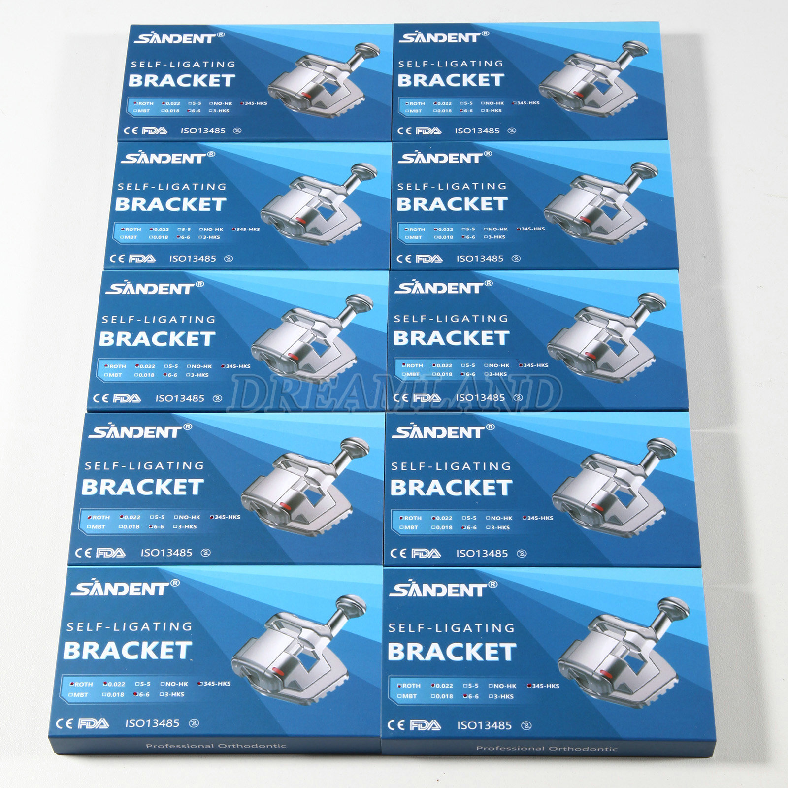 SANDENT Dental Metal Self-Ligating Brackets Braces Mini Roth.022 Hooks 345