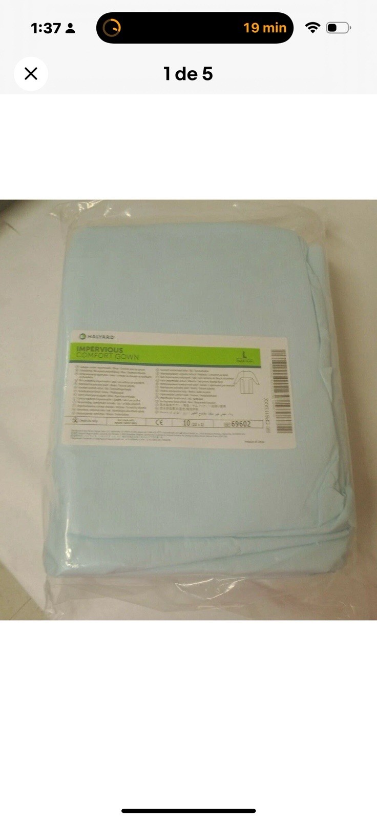*100-Pieces* Halyard Impervious Comfort Gown Blue Large 69602 Thumb Hooks