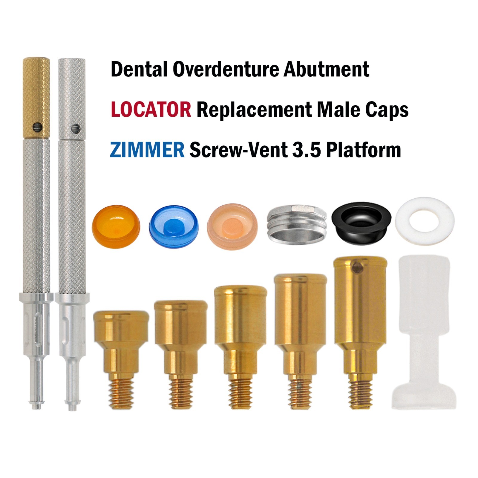 US Locator Abutment for Zimmer Screw-Vent 3.5 Titanium Abutment Male Cap Inserts